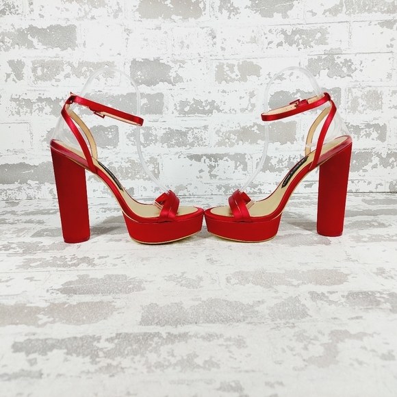 NEW Jessica Rich Red Strappy Buckle Ankle Strap Block Heeled Sandals W671 - Picture 7 of 12